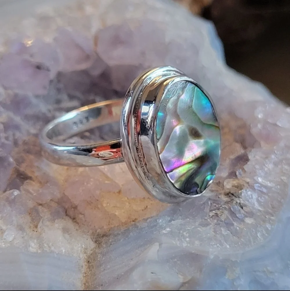 💥LAST ONE💥Modern Minimalist Abalone 925 Silver Ring - Picture 1 of 6